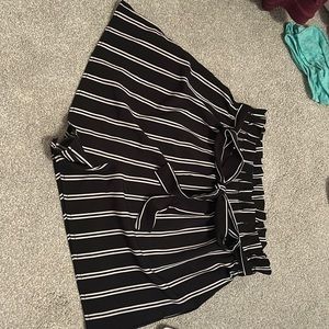 Black and white striped shorts